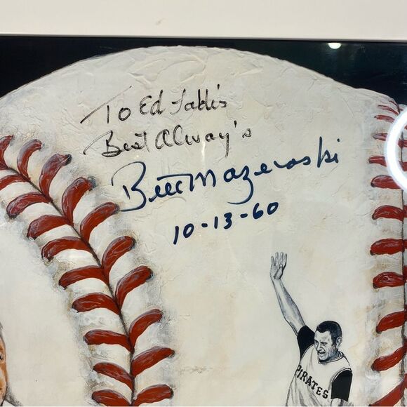 Bill Mazeroski Framed Signed Print  Vintage 1960 Pittsburgh Pirates Numbered 80 - Picture 2 of 6